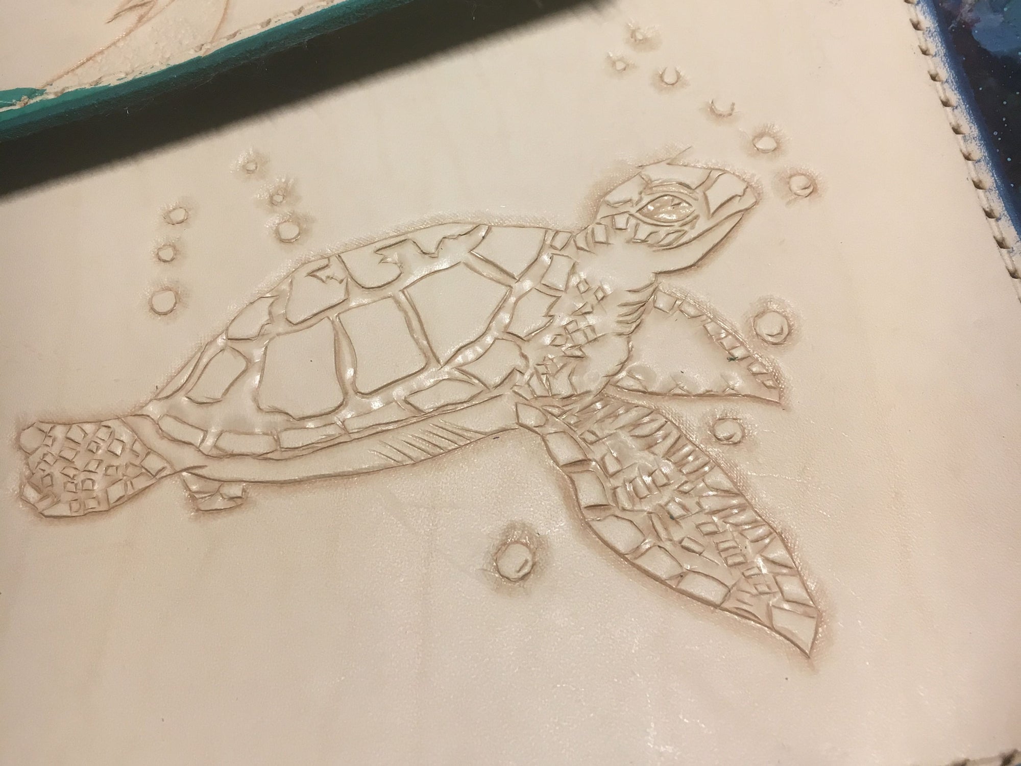 Tooled Sea Turtle Add-On, Falcon Travelers, Traveler's Notebook Add-on, Lady Falcon, Travelers, Notebook, Traveler's, Journaling, Planner, writing, leather, cover