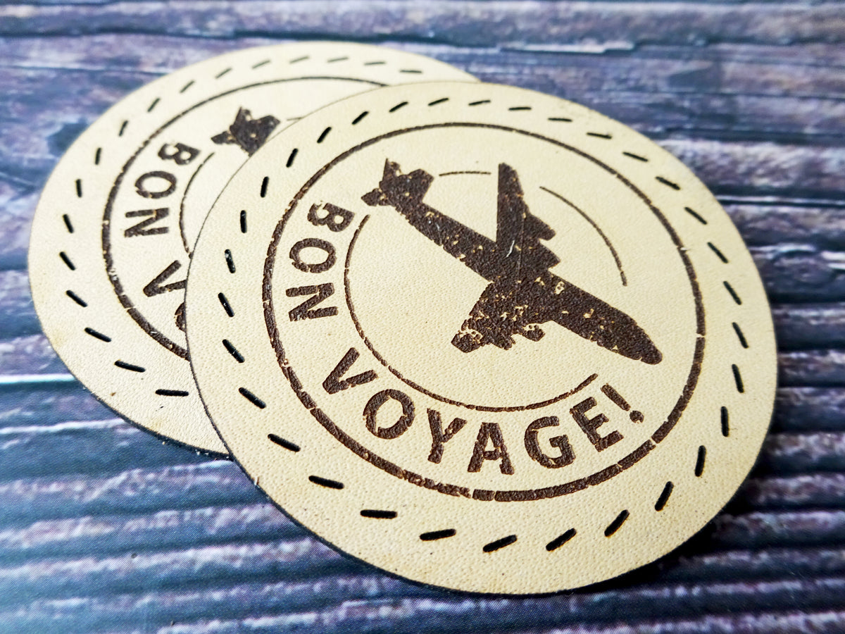 Leather Patch, Bon Voyage, Leather Accesories, Falcon Travelers, traveler's notebook, leren notitieboek, leer bewerken, leatherwork