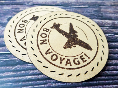 Leather Patch, Bon Voyage, Leather Accesories, Falcon Travelers, traveler's notebook, leren notitieboek, leer bewerken, leatherwork