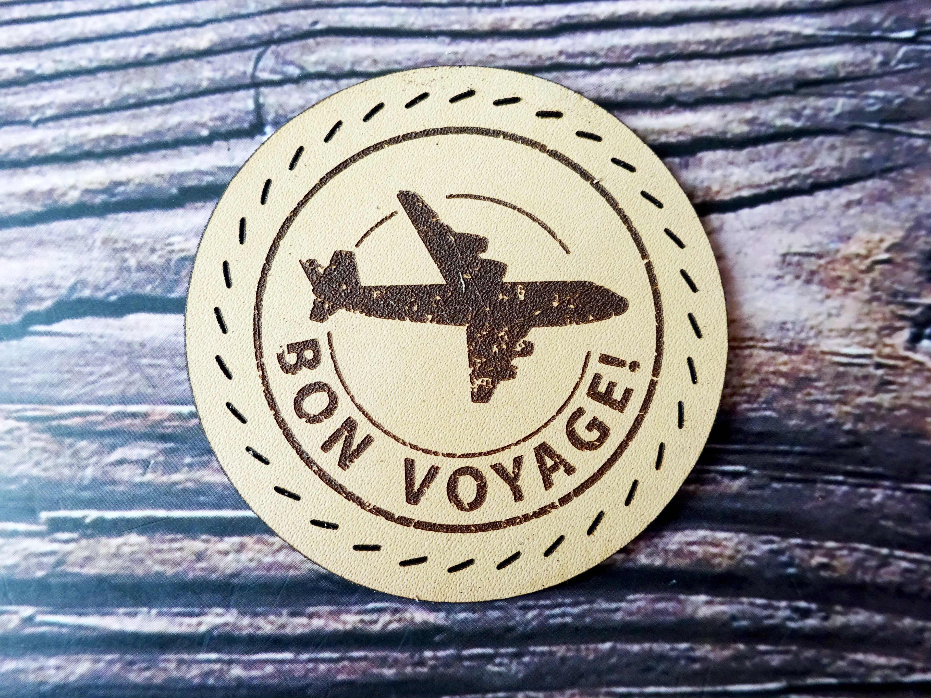 Leather Patch, Bon Voyage, Leather Accesories, Falcon Travelers, traveler's notebook, leren notitieboek, leer bewerken, leatherwork