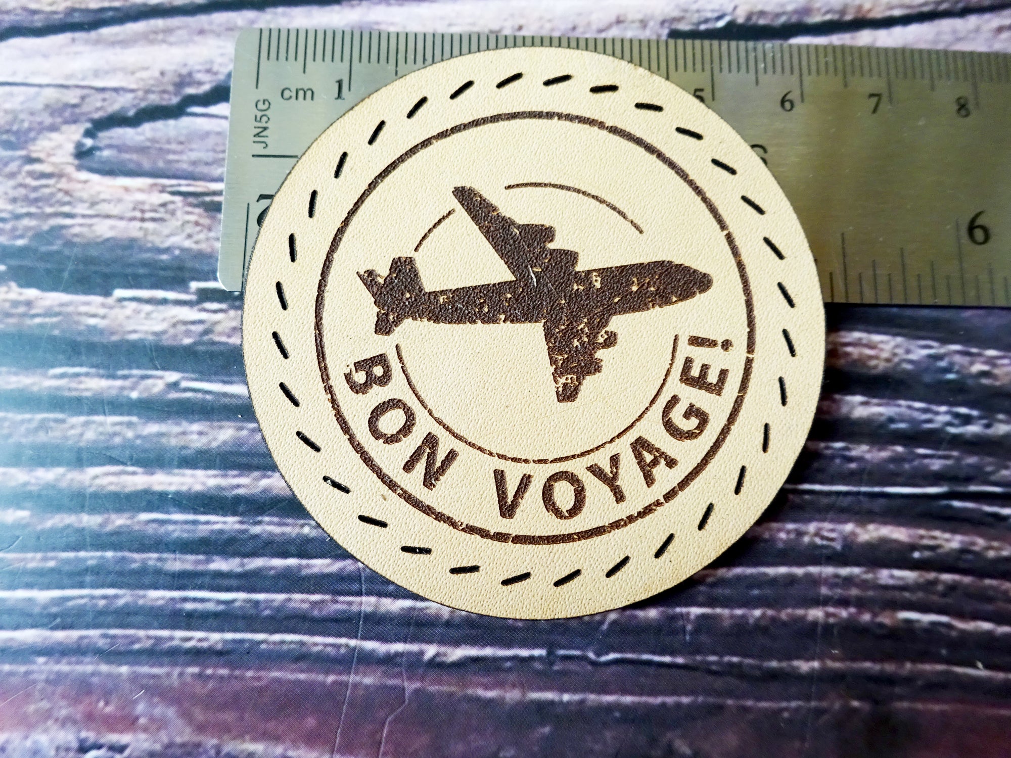 Leather Patch, Bon Voyage, Leather Accesories, Falcon Travelers, traveler's notebook, leren notitieboek, leer bewerken, leatherwork