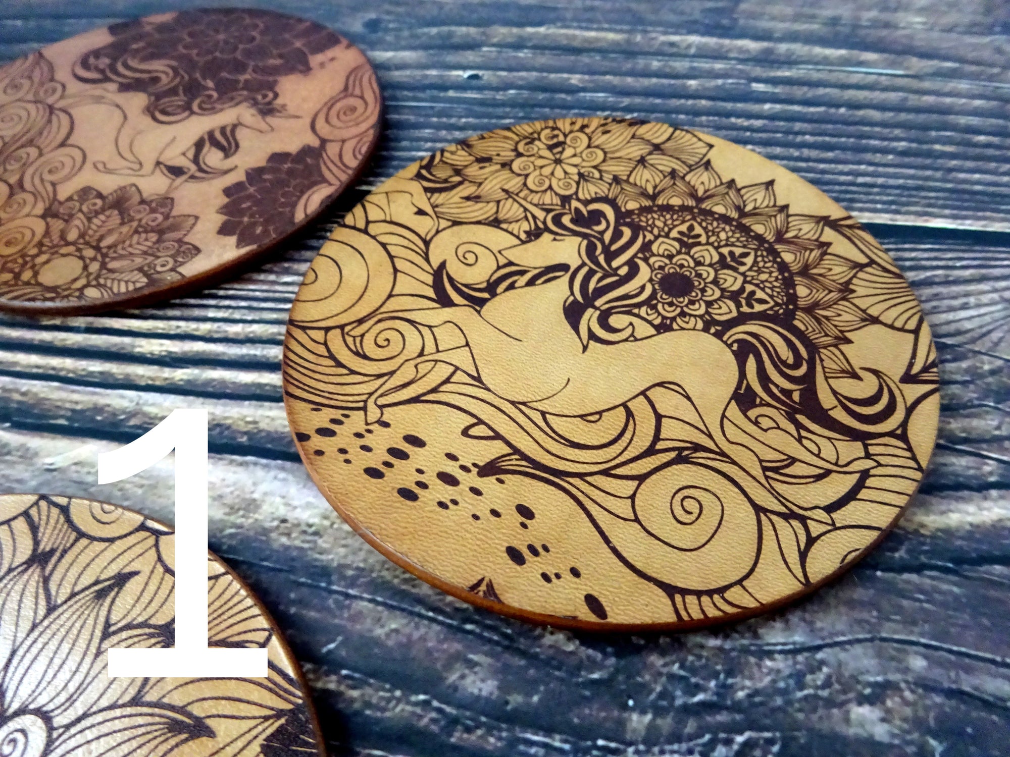 Leather Coaster, Unicorn