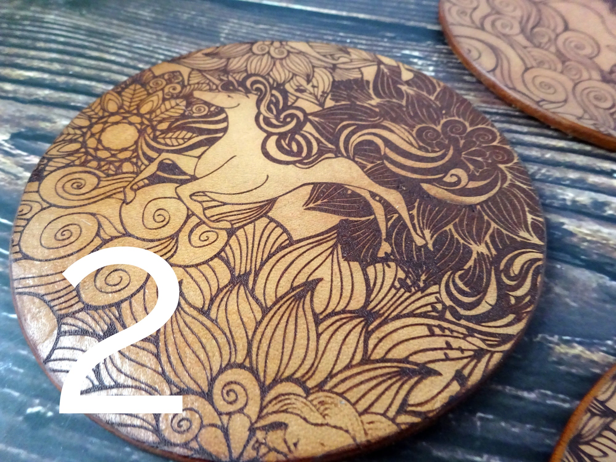 Leather Coaster, Unicorn