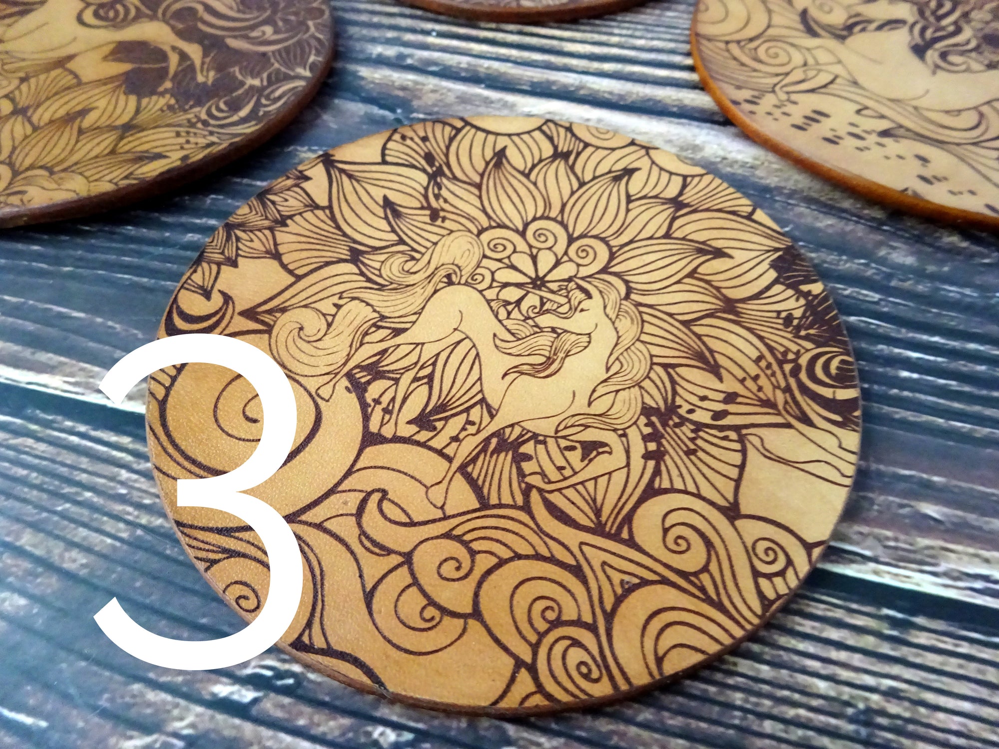 Leather Coaster, Unicorn