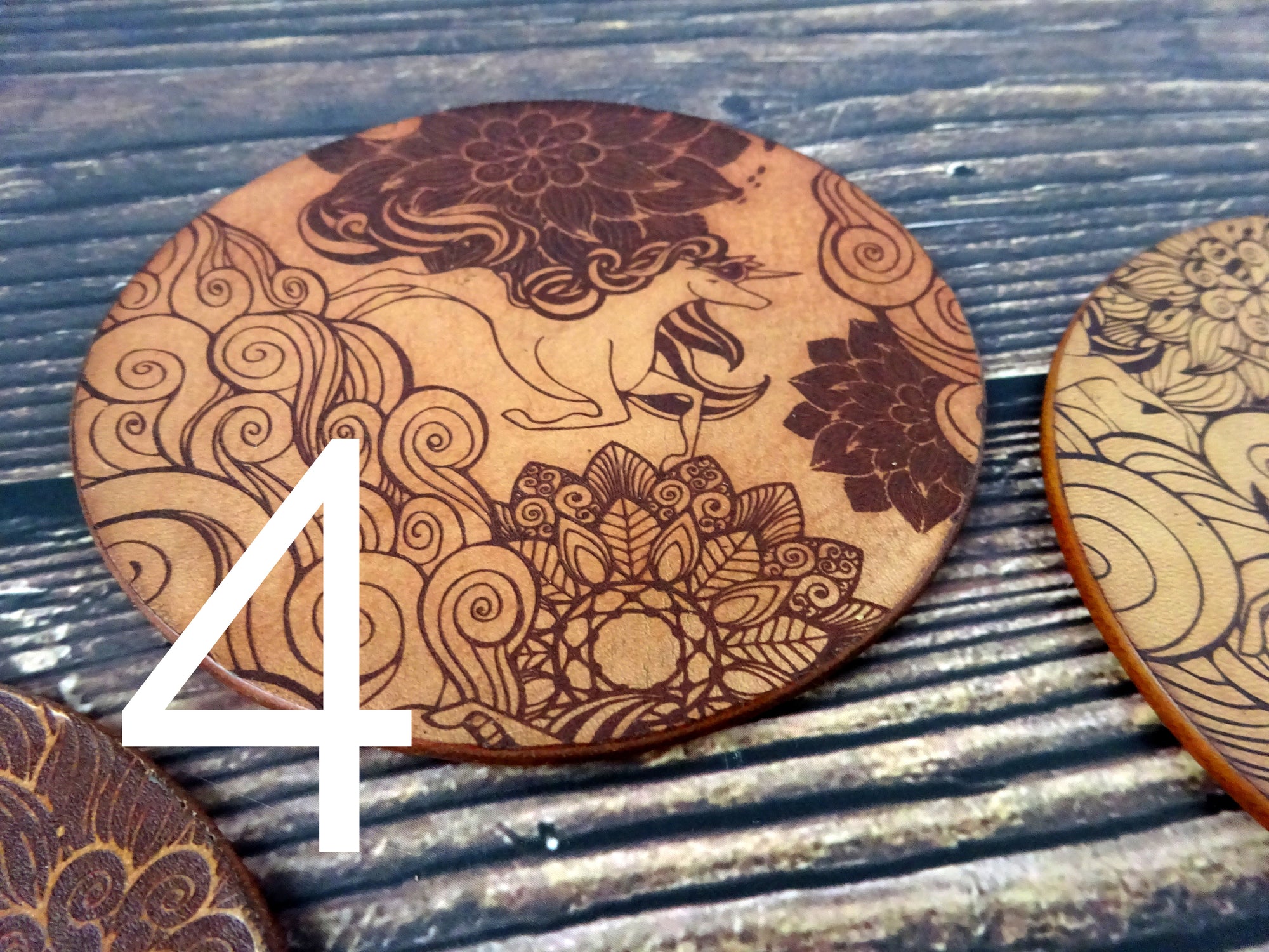 Leather Coaster, Unicorn