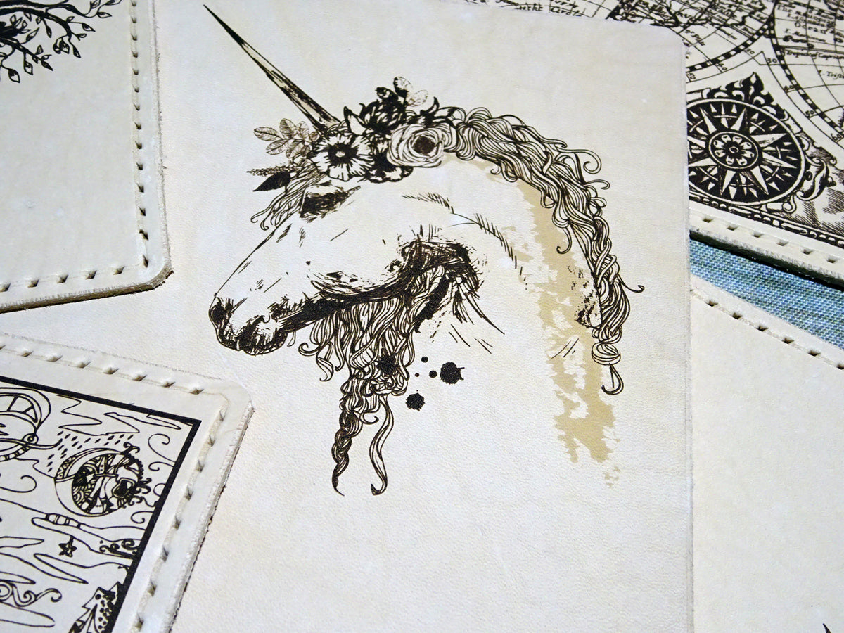 Engraved Unicorn Add-On, Falcon Travelers, Traveler's Notebook Add-on, Lady Falcon, Travelers, Notebook, Traveler's, Journaling, Planner, writing, leather, cover