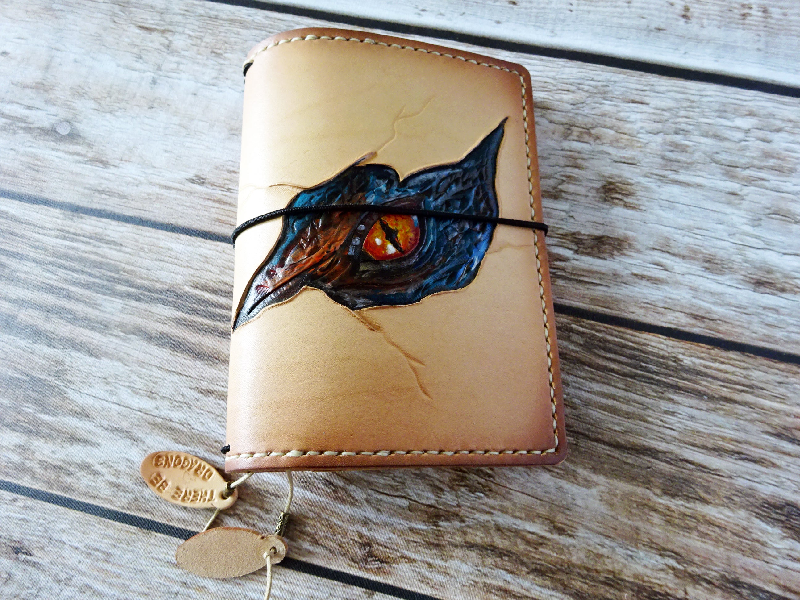 Tooled Dragon Eye Add-On, Falcon Travelers, Traveler's Notebook Add-on, Lady Falcon, Travelers, Notebook, Traveler's, Journaling, Planner, writing, leather, cover
