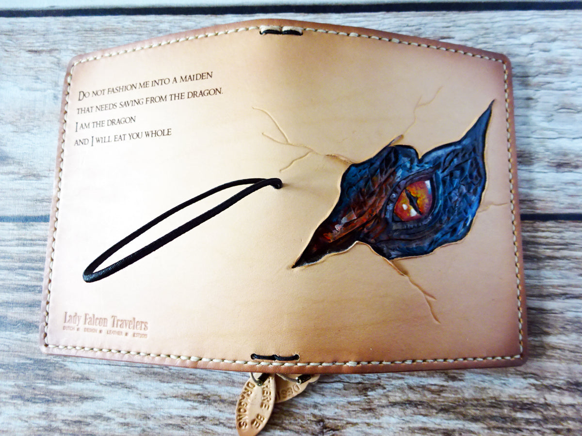 Tooled Dragon Eye Add-On, Falcon Travelers, Traveler's Notebook Add-on, Lady Falcon, Travelers, Notebook, Traveler's, Journaling, Planner, writing, leather, cover