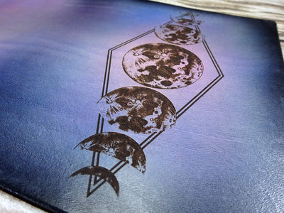 Engraved Moon Phases  Add-On, Falcon Travelers, Traveler's Notebook Add-on, Lady Falcon, Travelers, Notebook, Traveler's, Journaling, Planner, writing, leather, cover