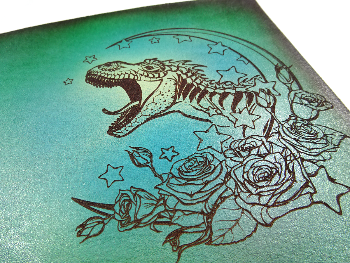 Engraved T-Rex Adventures Add-On, Falcon Travelers, Traveler's Notebook Add-on, Lady Falcon, Travelers, Notebook, Traveler's, Journaling, Planner, writing, leather, cover