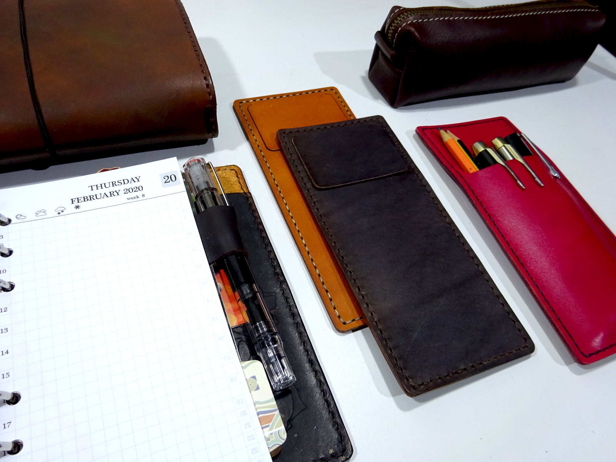 Pen Quiver, 4 Pens, Falcon Travelers, Pencil case, Lady Falcon, Travelers, Notebook, Traveler's, Journaling, Planner, writing, leather, cover