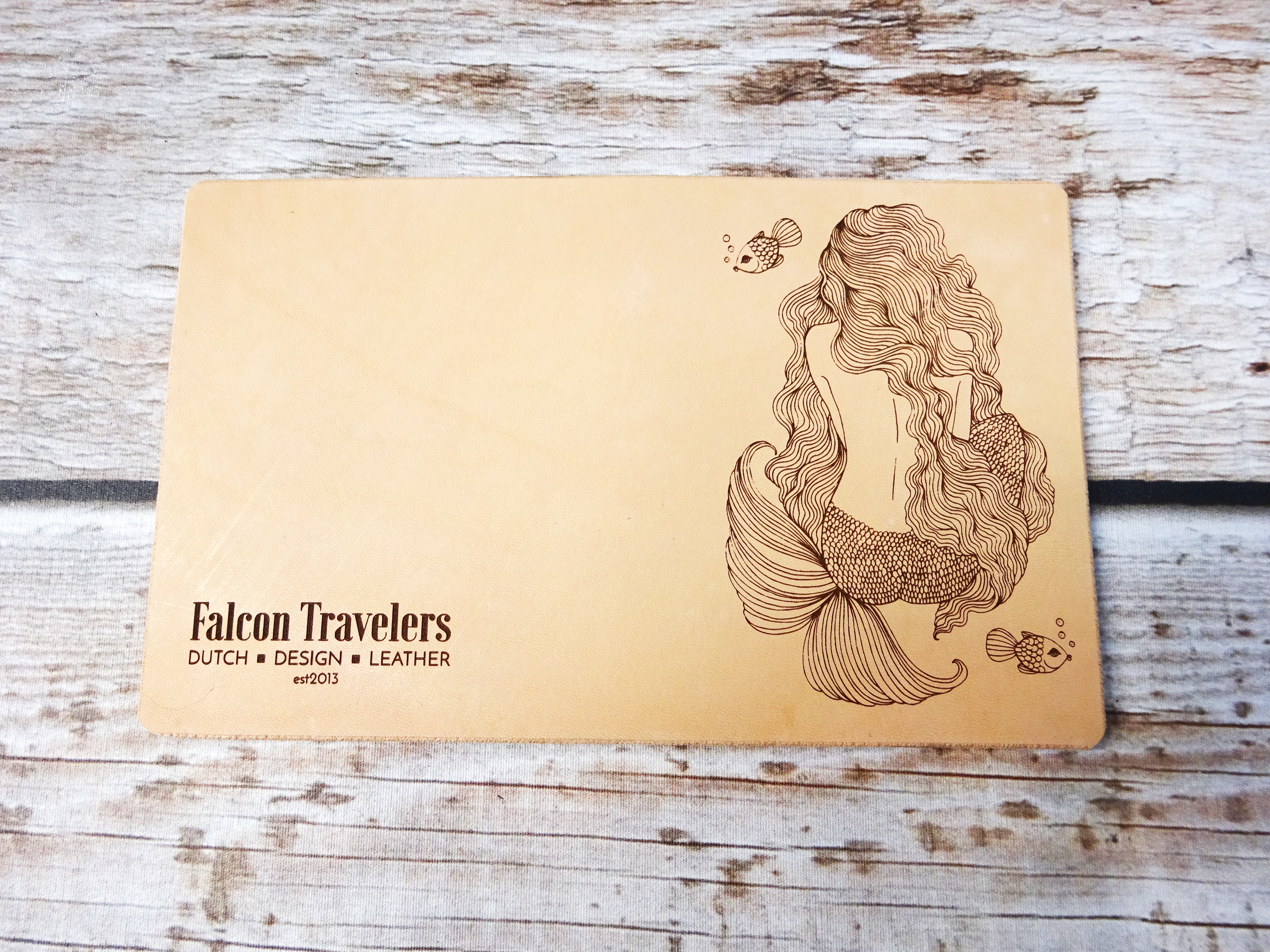Engraved Mermaid  Add-On, Patina edition, Falcon Travelers, Traveler's Notebook Add-on, Lady Falcon, Travelers, Notebook, Traveler's, Journaling, Planner, writing, leather, cover