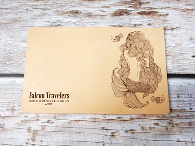 Engraved Mermaid  Add-On, Patina edition, Falcon Travelers, Traveler's Notebook Add-on, Lady Falcon, Travelers, Notebook, Traveler's, Journaling, Planner, writing, leather, cover
