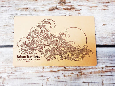 Engraved Sunset Waves  Add-On, Patina edition, Falcon Travelers, Traveler's Notebook Add-on, Lady Falcon, Travelers, Notebook, Traveler's, Journaling, Planner, writing, leather, cover