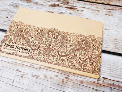 Engraved Atlantis  Add-On, Patina edition, Falcon Travelers, Traveler's Notebook Add-on, Lady Falcon, Travelers, Notebook, Traveler's, Journaling, Planner, writing, leather, cover