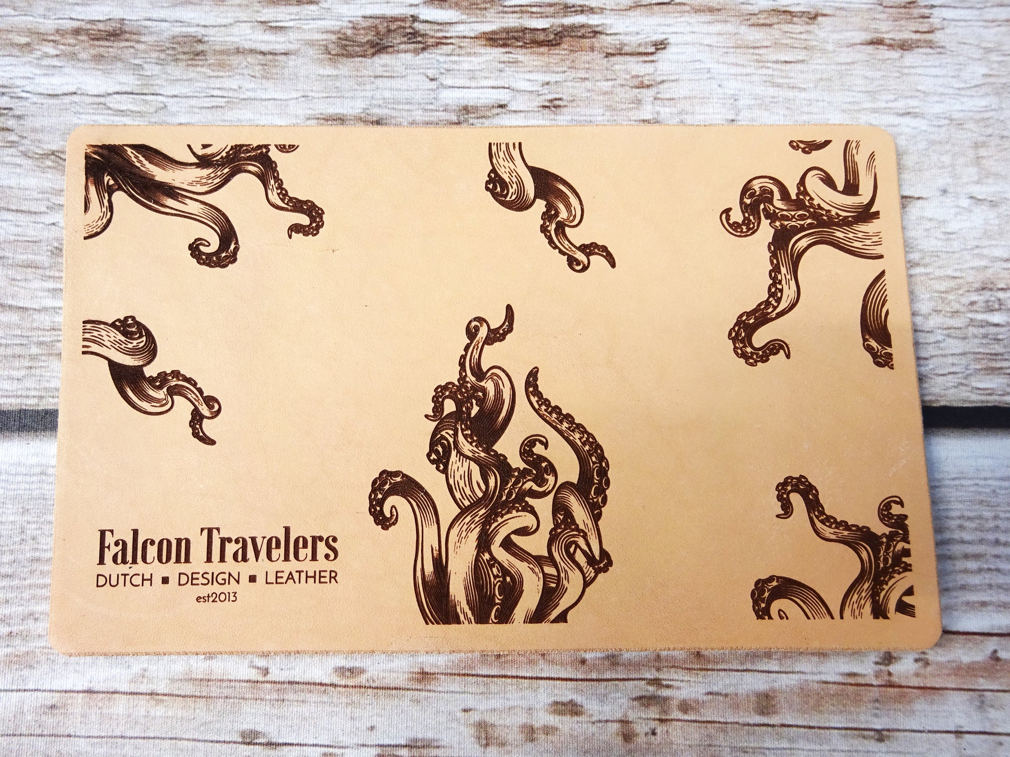 Engraved Octopus Tentacles  Add-On, Patina edition, Falcon Travelers, Traveler's Notebook Add-on, Lady Falcon, Travelers, Notebook, Traveler's, Journaling, Planner, writing, leather, cover