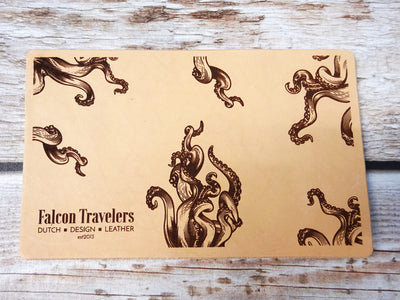 Engraved Octopus Tentacles  Add-On, Patina edition, Falcon Travelers, Traveler's Notebook Add-on, Lady Falcon, Travelers, Notebook, Traveler's, Journaling, Planner, writing, leather, cover