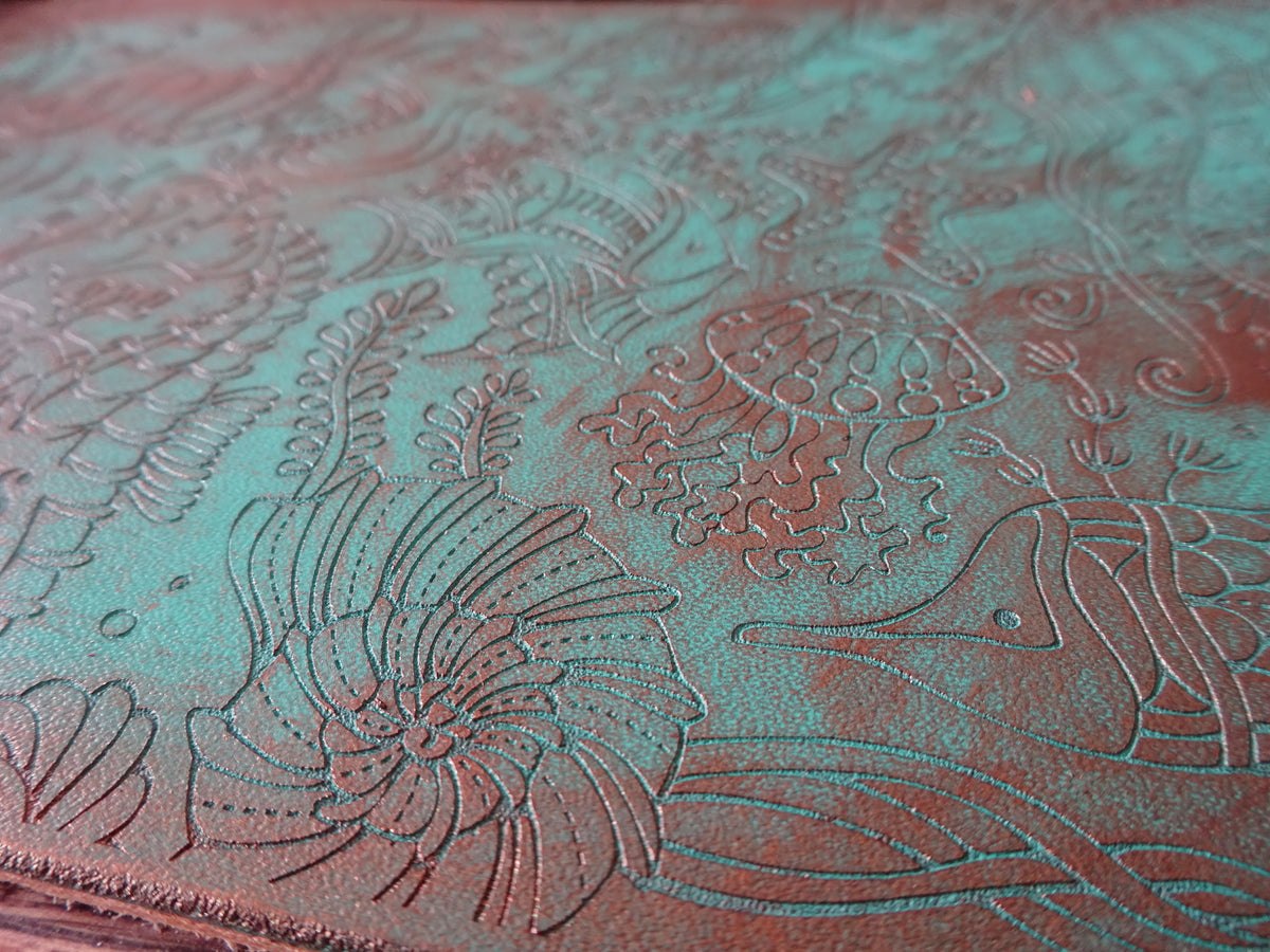 Engraved Under the sea  Add-On, Patina edition, Falcon Travelers, Traveler's Notebook Add-on, Lady Falcon, Travelers, Notebook, Traveler's, Journaling, Planner, writing, leather, cover