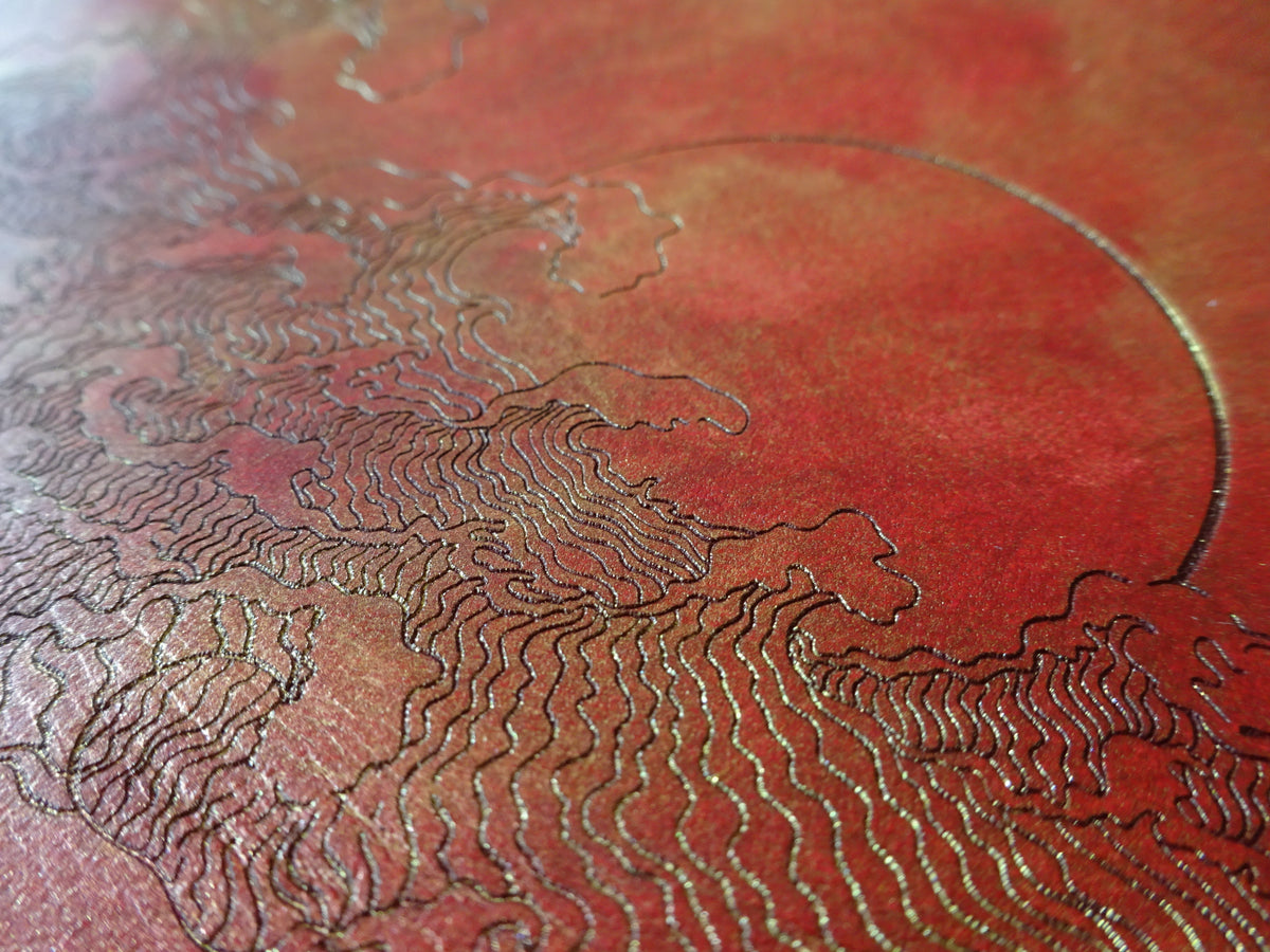 Engraved Sunset Waves  Add-On, Patina edition, Falcon Travelers, Traveler's Notebook Add-on, Lady Falcon, Travelers, Notebook, Traveler's, Journaling, Planner, writing, leather, cover