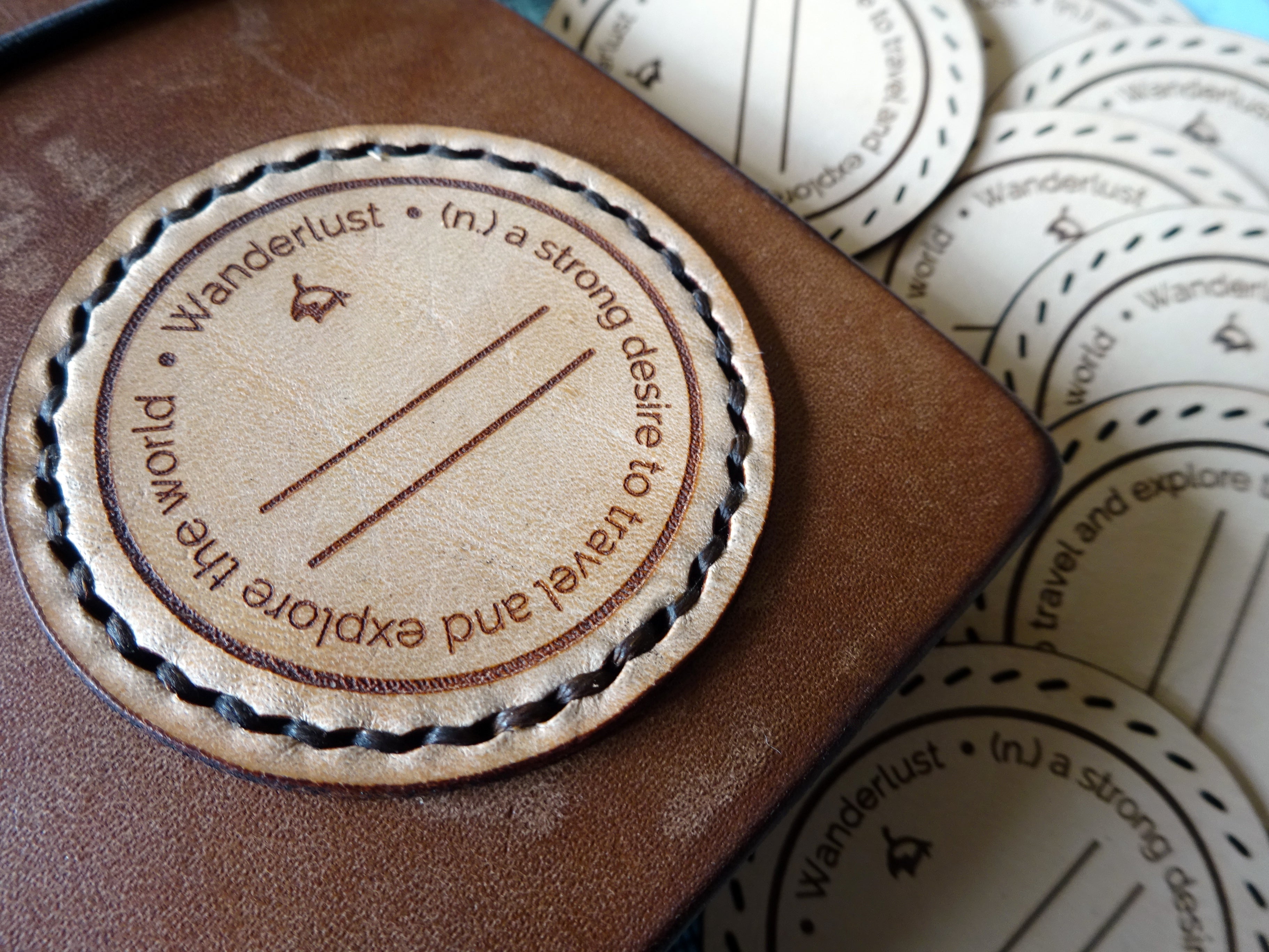 Leather ID Patch, Wanderlust - Falcon Travelers