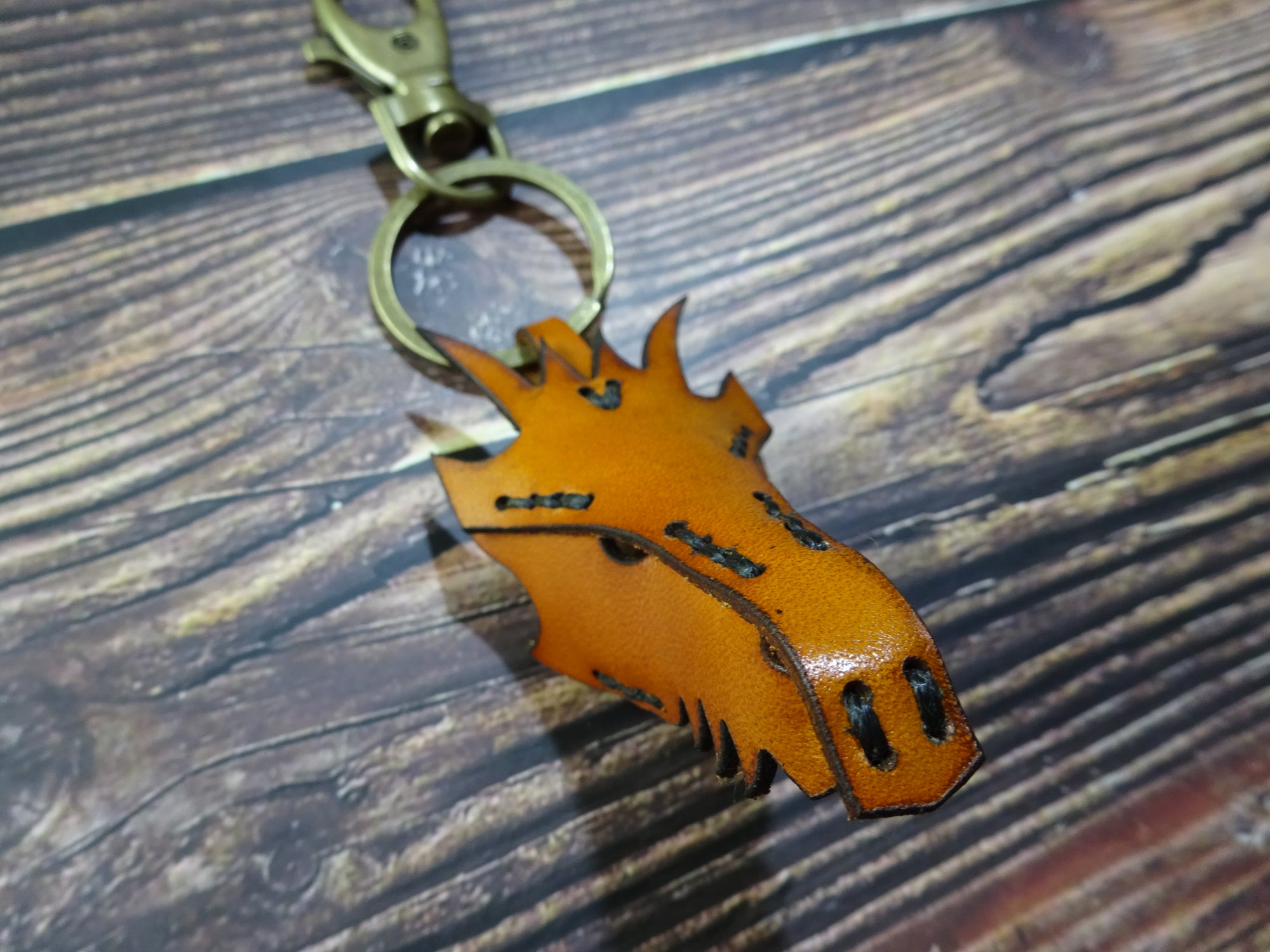 Leather Key-Fob, Dragon Head