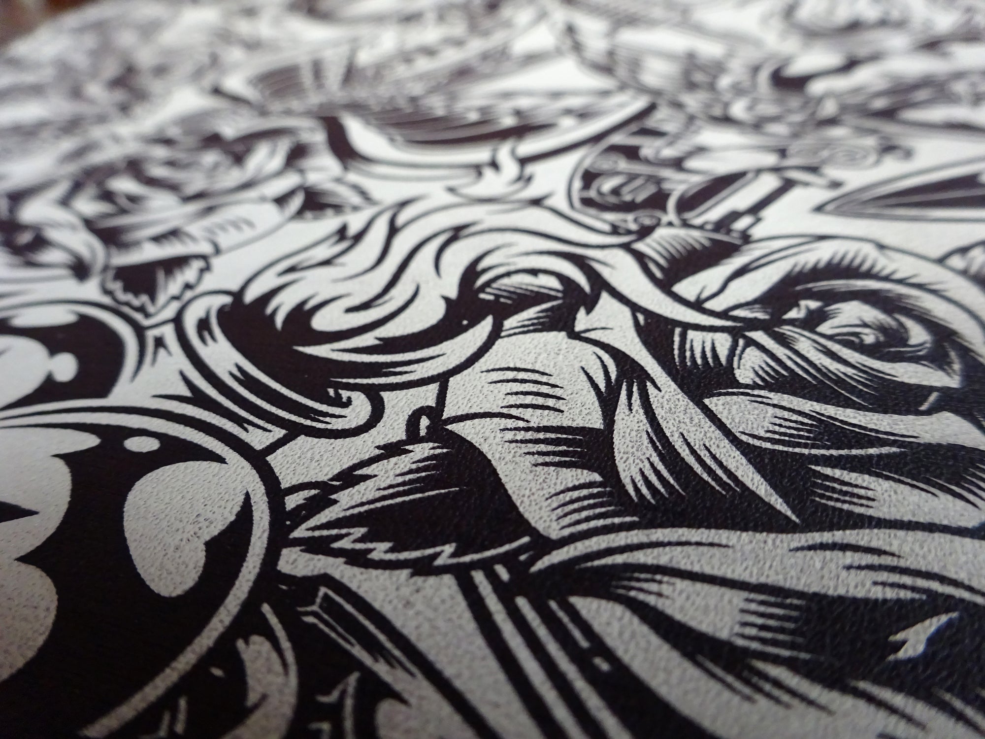 Engraved Tattoo Birds, Solid Background