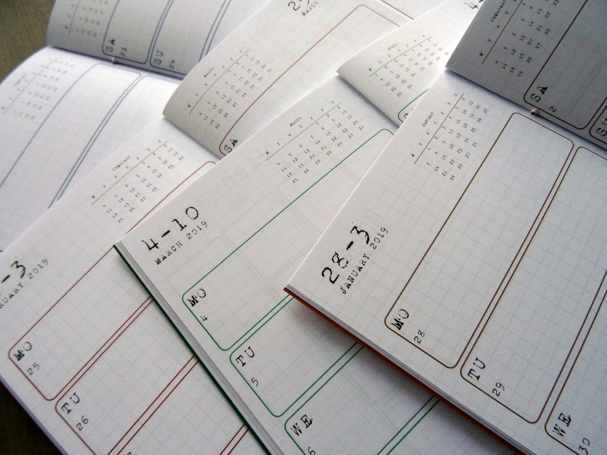 Weekly Diary, Vintage, Cardstock, Falcon Travelers, Notebook insert, Lady Falcon, Travelers, Notebook, Traveler's, Journaling, Planner, writing, leather, cover