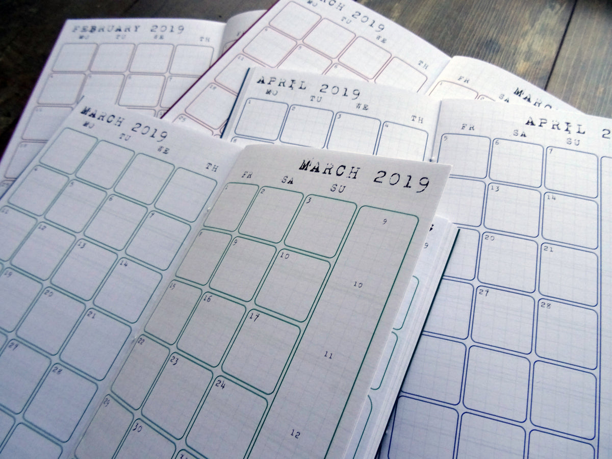 Monthly Diary, Vintage, Design, Falcon Travelers, Notebook insert, Lady Falcon, Travelers, Notebook, Traveler's, Journaling, Planner, writing, leather, cover