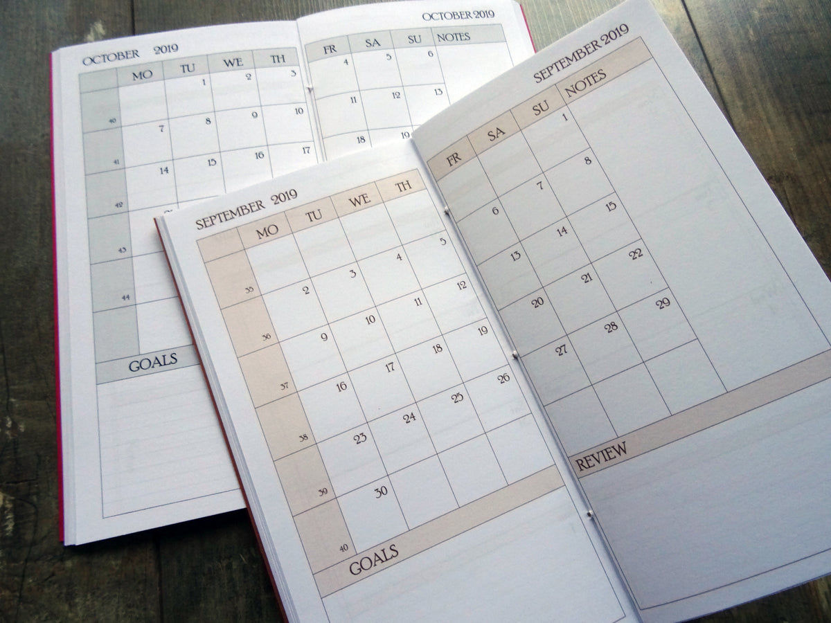 Monthly Diary, Classic, Cardstock, Falcon Travelers, Notebook insert, Lady Falcon, Travelers, Notebook, Traveler's, Journaling, Planner, writing, leather, cover