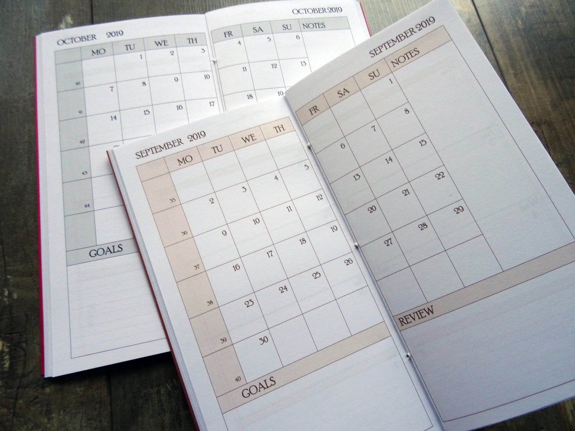 Monthly Diary, Classic, Cardstock, Falcon Travelers, Notebook insert, Lady Falcon, Travelers, Notebook, Traveler's, Journaling, Planner, writing, leather, cover