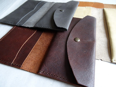 Leather Wallet for Traveler's Notebooks, snap closure - Falcon Travelers
