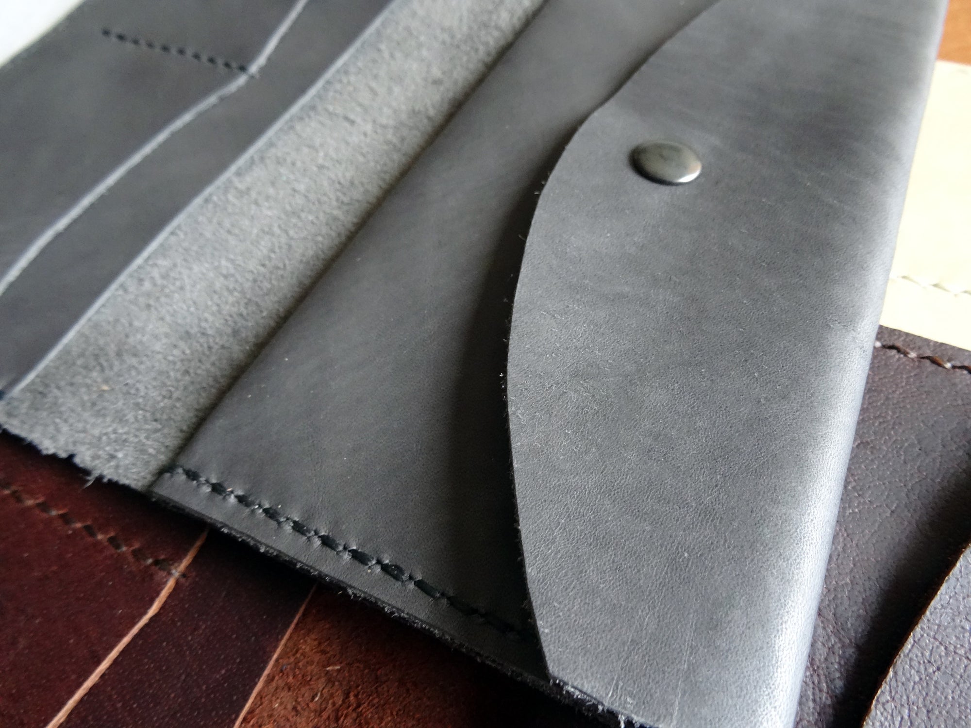 Leather Wallet for Traveler's Notebooks, snap closure - Falcon Travelers