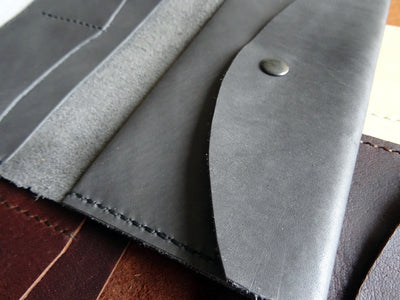 Leather Wallet for Traveler's Notebooks, snap closure - Falcon Travelers