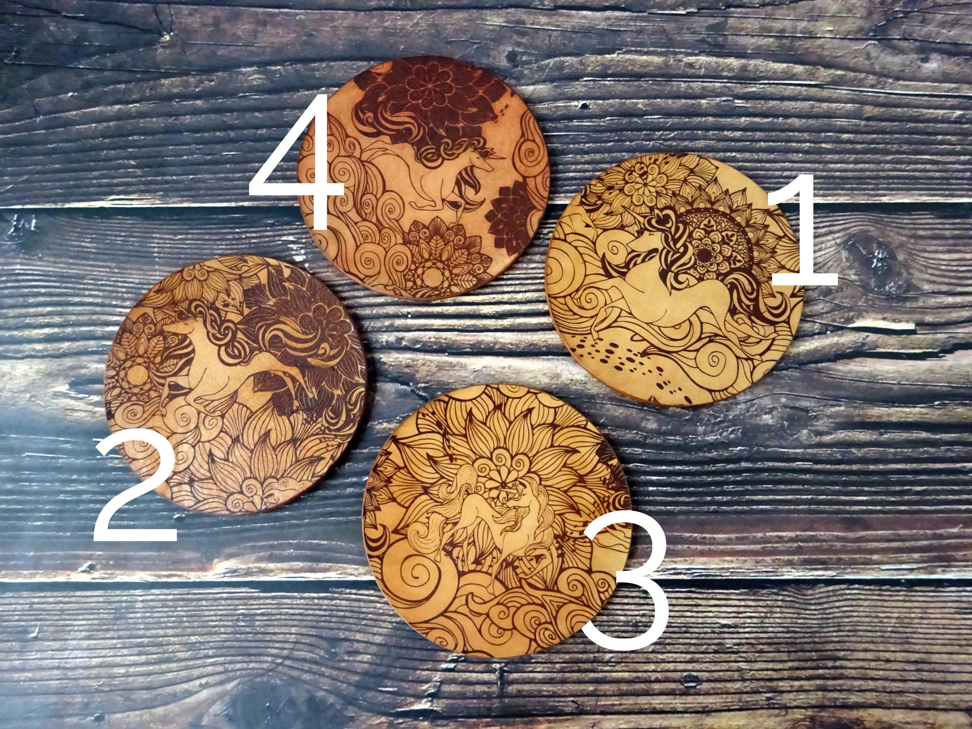 Leather Coaster, Unicorn