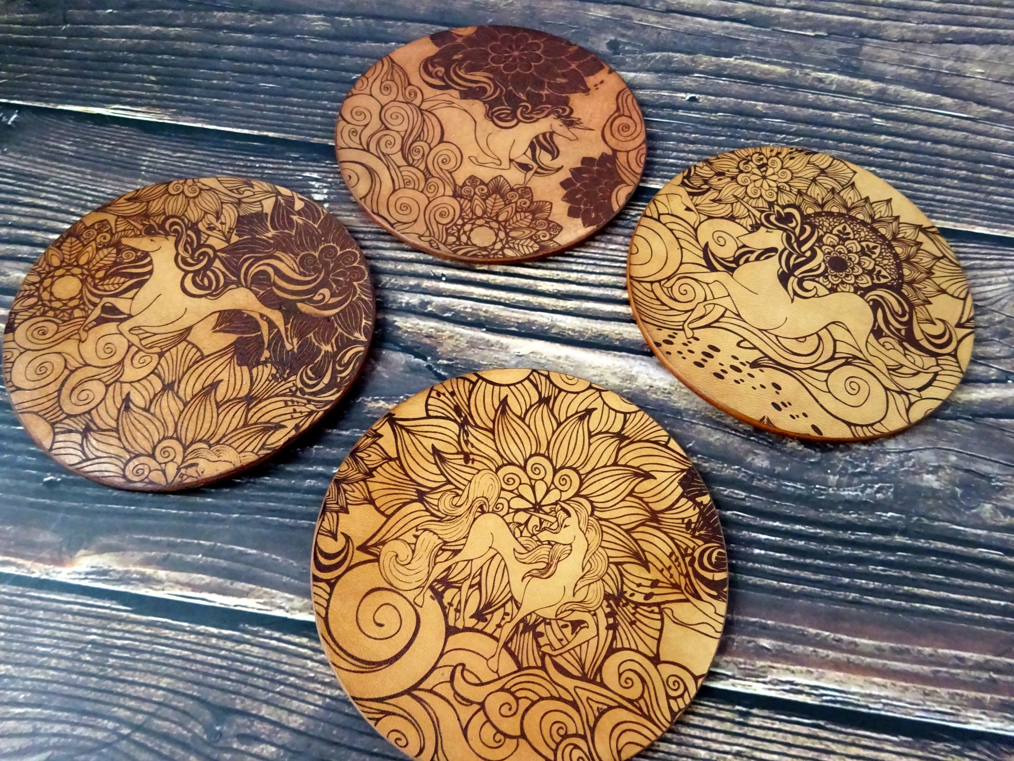 Leather Coaster, Unicorn