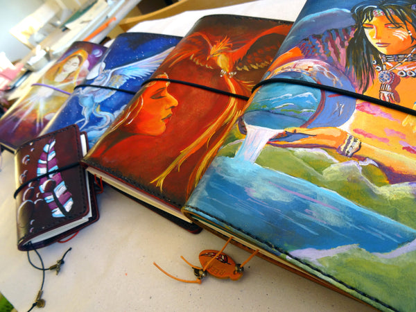 Custom Painted Design Add-On, Traveler's Notebook Add-on, Falcon Travelers, traveler's notebook, leren notitieboek, leer bewerken, leatherwork