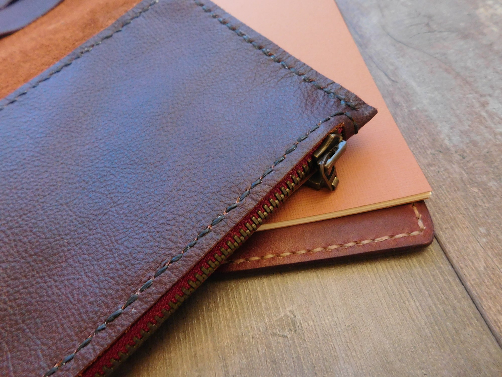 Leather Wallet for Traveler's Notebooks, Zipper Closure - Falcon Travelers