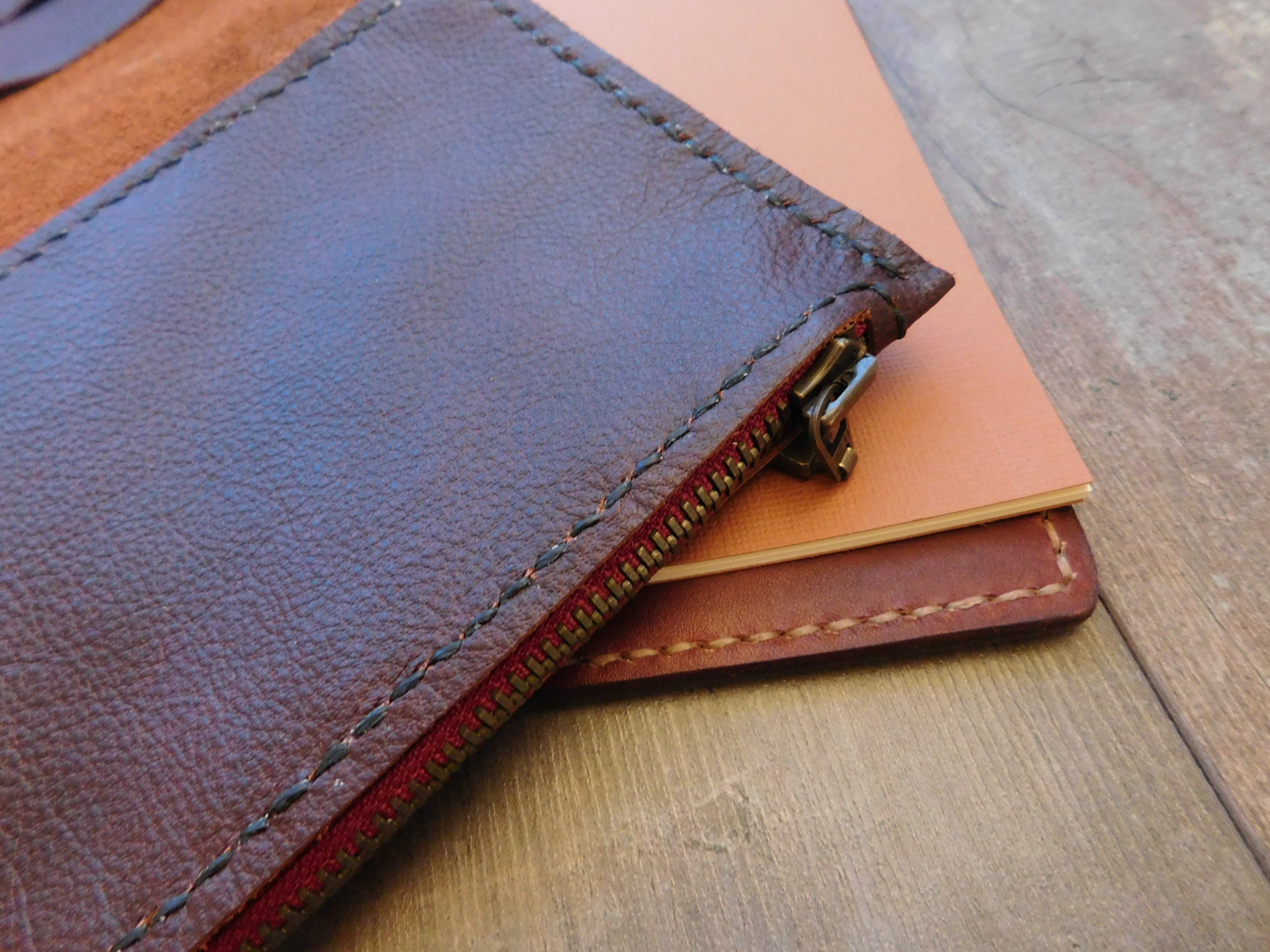 Leather Wallet for Traveler's Notebooks, Zipper Closure - Falcon Travelers