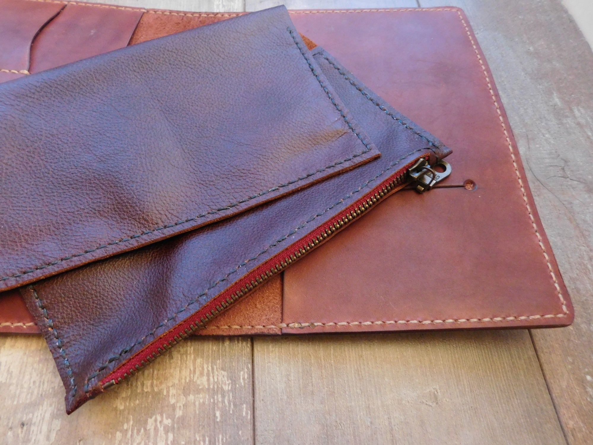 Leather Wallet for Traveler's Notebooks, Zipper Closure - Falcon Travelers
