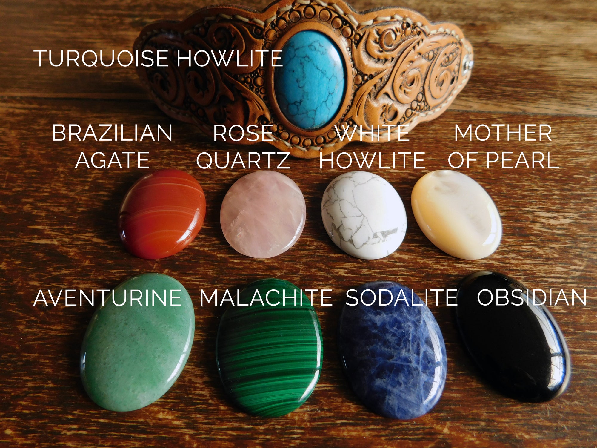 Leather Gemstone Bracelet, Floral Vines